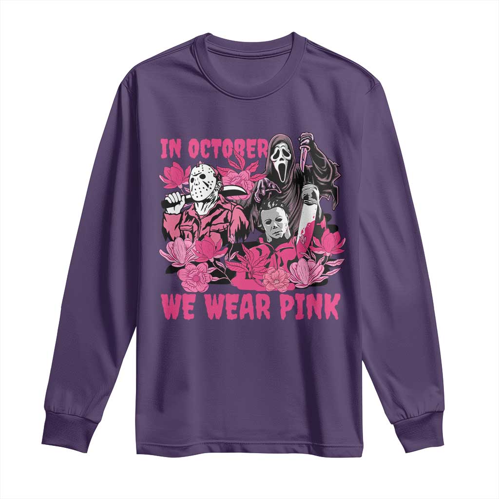 Breast Cancer Support Murderers Long Sleeve Shirt In October We Wear Pink Vintage Flower