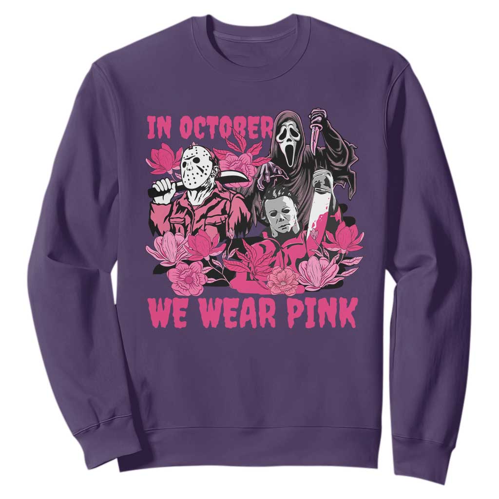 Breast Cancer Support Murderers Sweatshirt In October We Wear Pink Vintage Flower