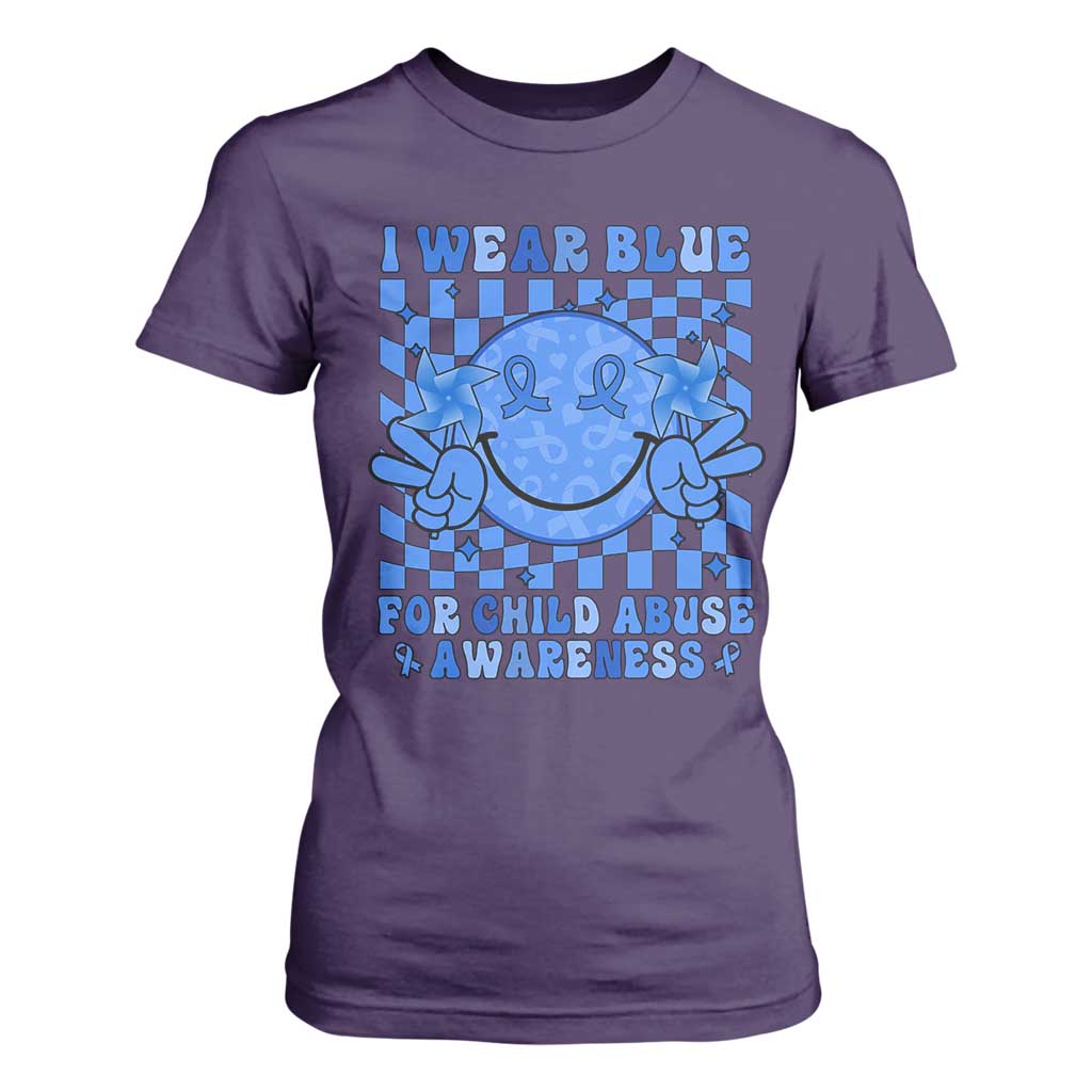 I Wear Blue For Child Abuse Support Month T Shirt For Women