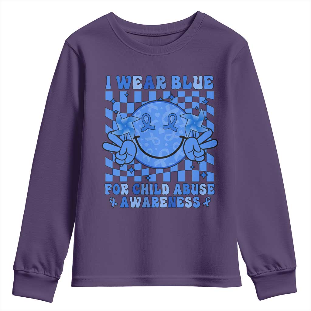 I Wear Blue For Child Abuse Support Month Youth Sweatshirt