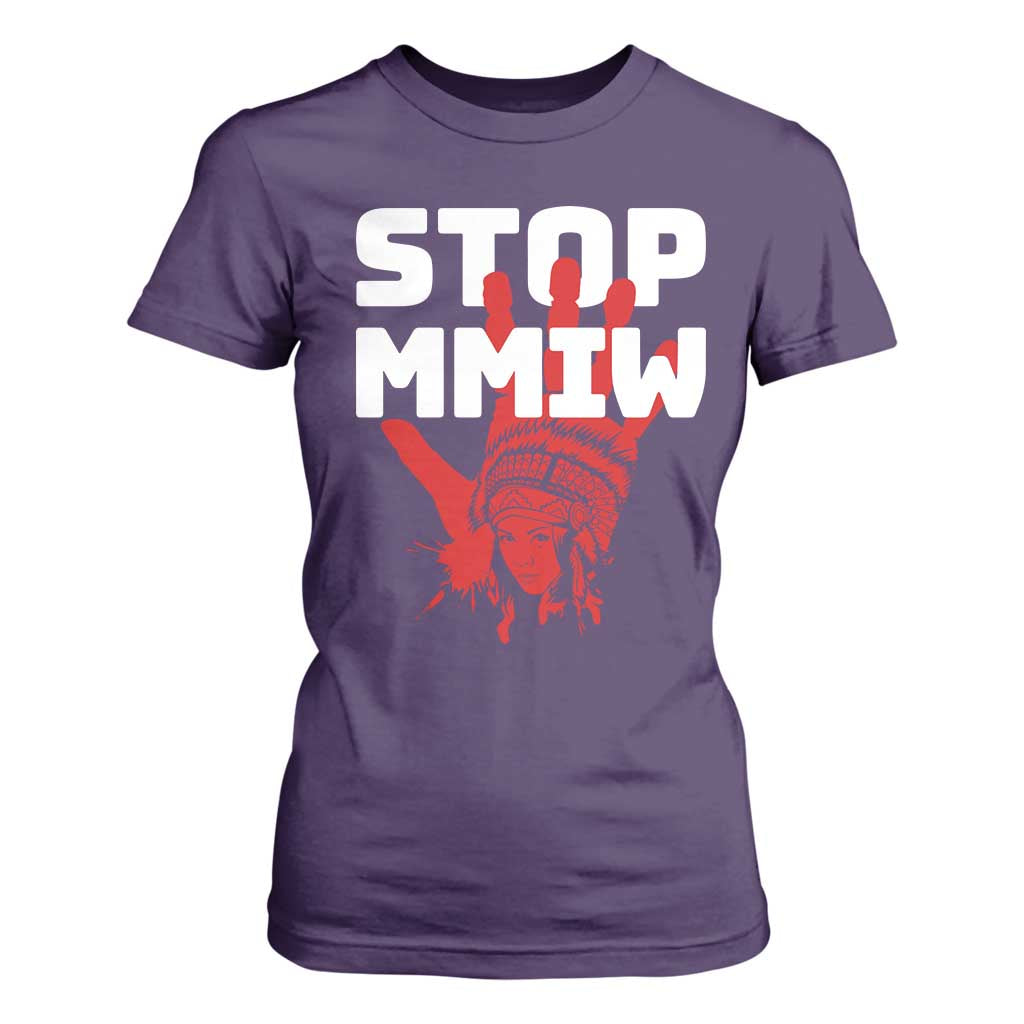 Indigenous Women Justice Gift T Shirt For Women Stop MMIW Red Handprint Graphic