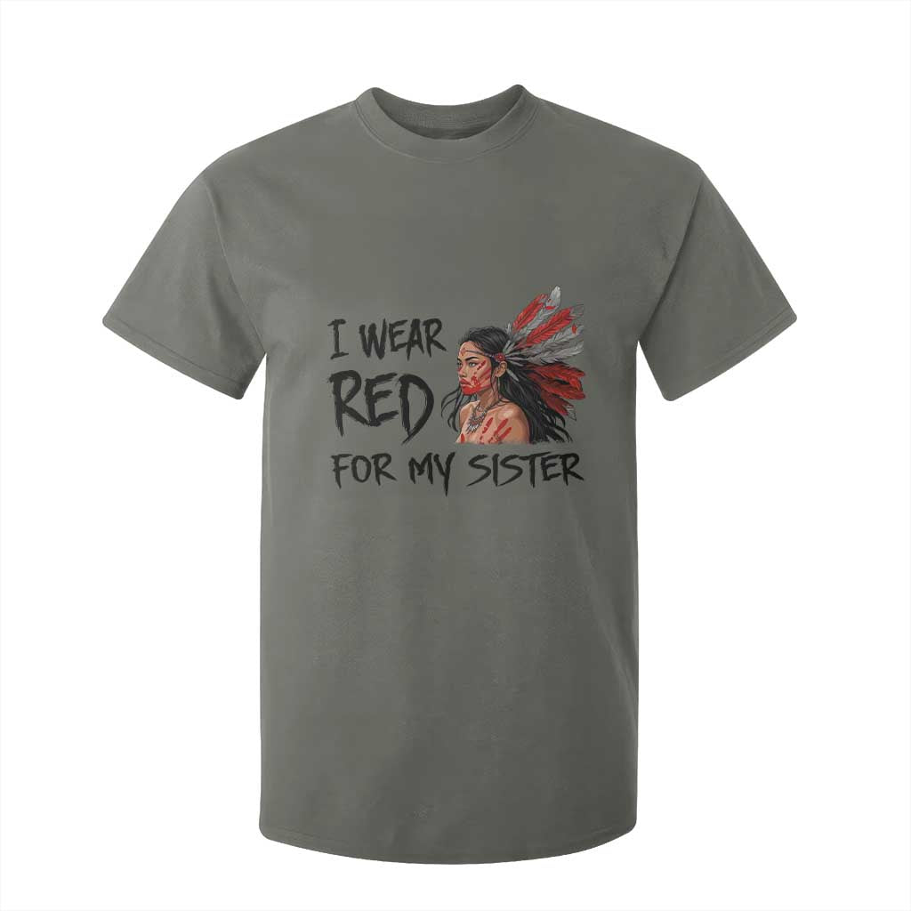 MMIW Indigenous Support Gift T Shirt For Kid I Wear Red For My Sister