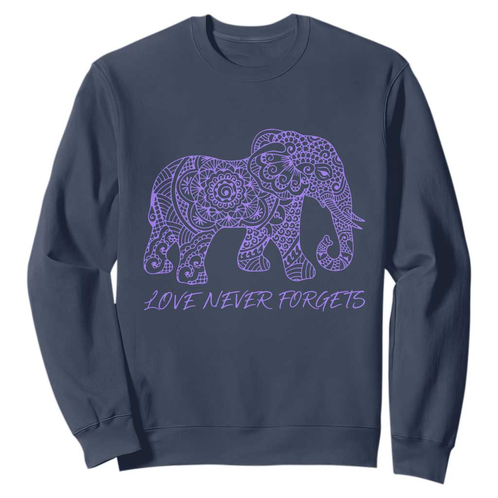 Love Never Forgets Elephant Mandala Sweatshirt Animal Lover Gift