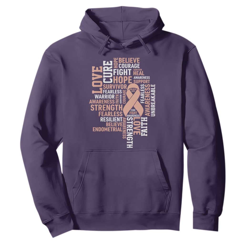 Endometrial Cancer Support Hoodie Warrior Survivor Peach Ribbon