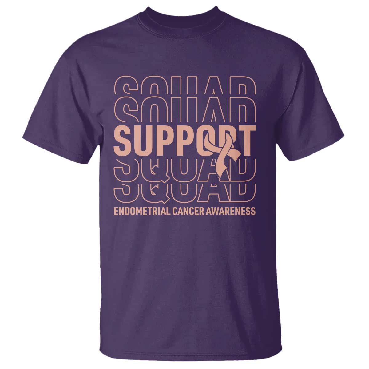 Endometrial Cancer T Shirt Support Squad Ribbon Warrior