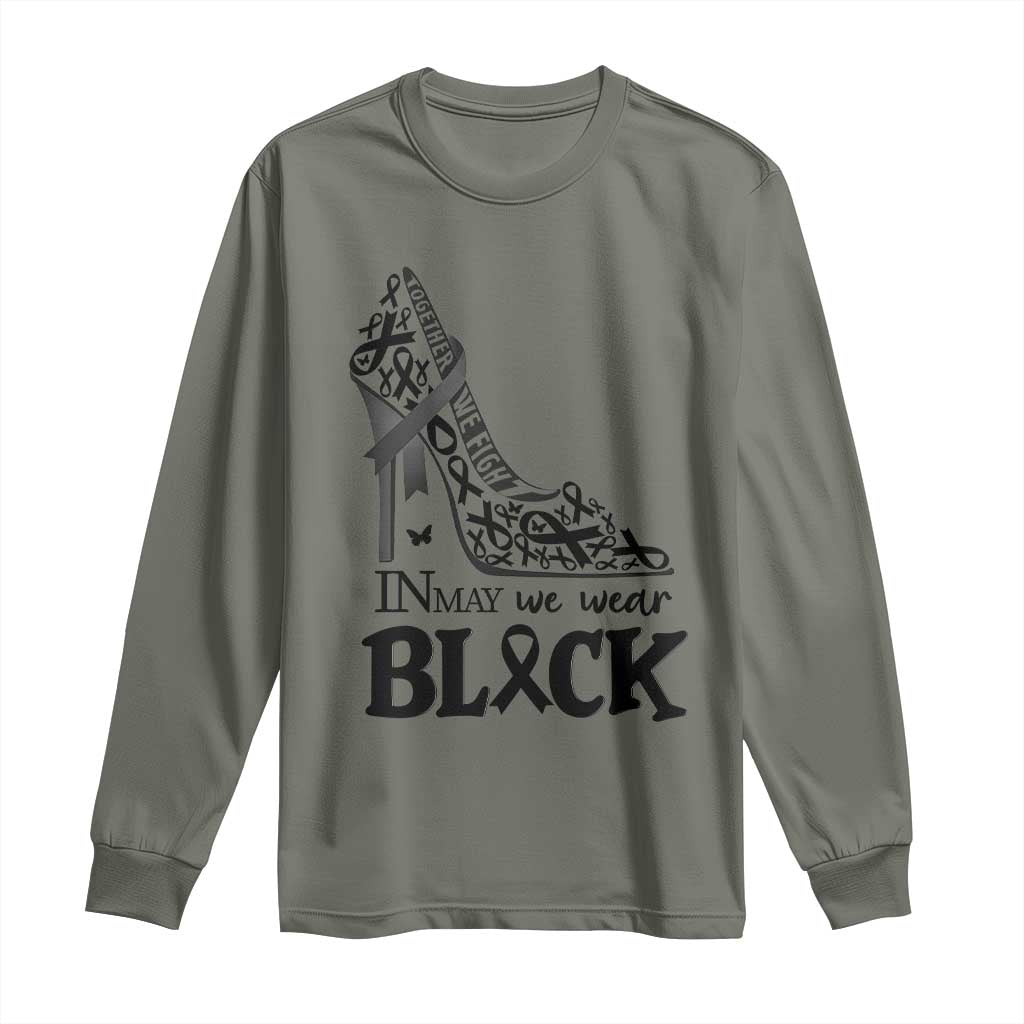 In May We Wear Black Long Sleeve Shirt Skin Cancer Support Gift For Her