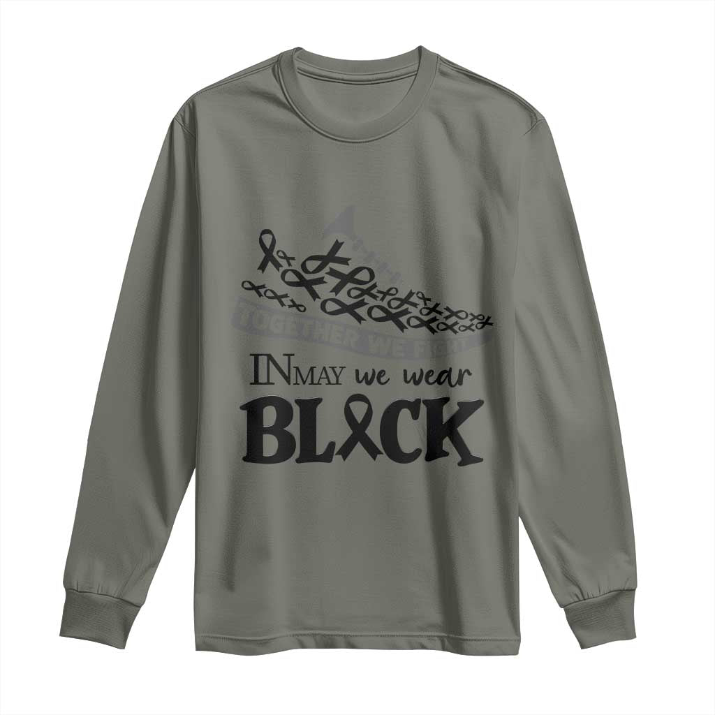 In May We Wear Black Long Sleeve Shirt Melanoma Support Family Gift
