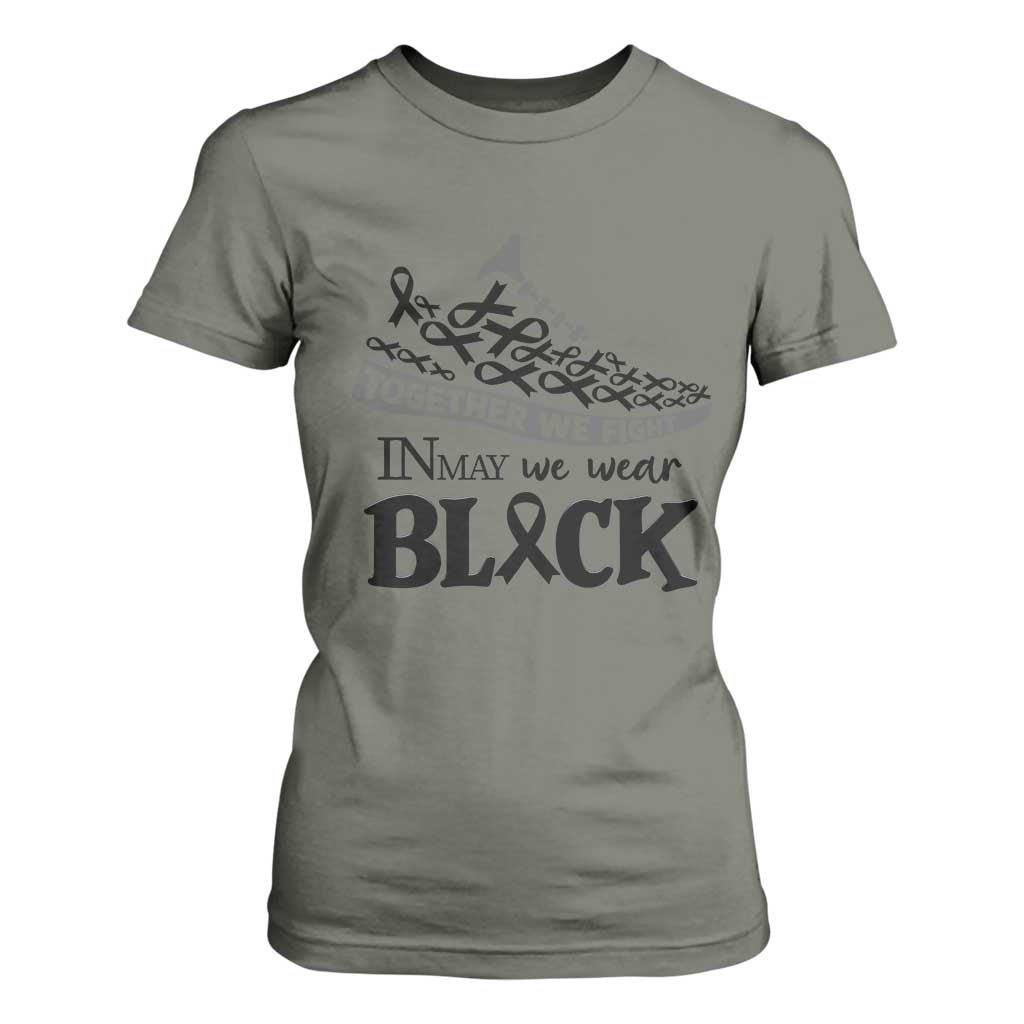 In May We Wear Black T Shirt For Women Melanoma Support Family Gift