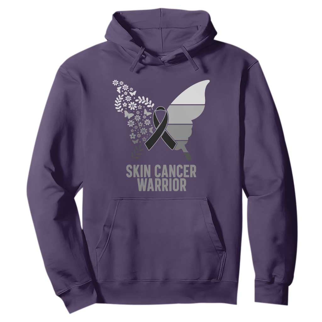 Floral Butterfly Melanoma Hoodie Black Ribbon Warrior Support Gift