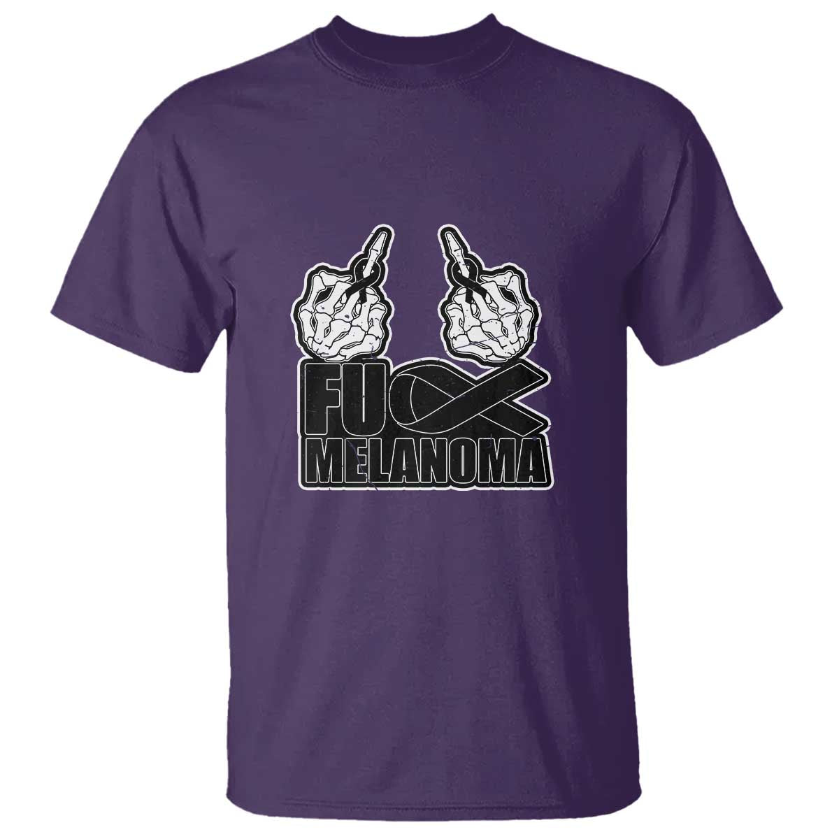 Skeleton Hand Fuck Melanoma T Shirt Black Ribbon Support