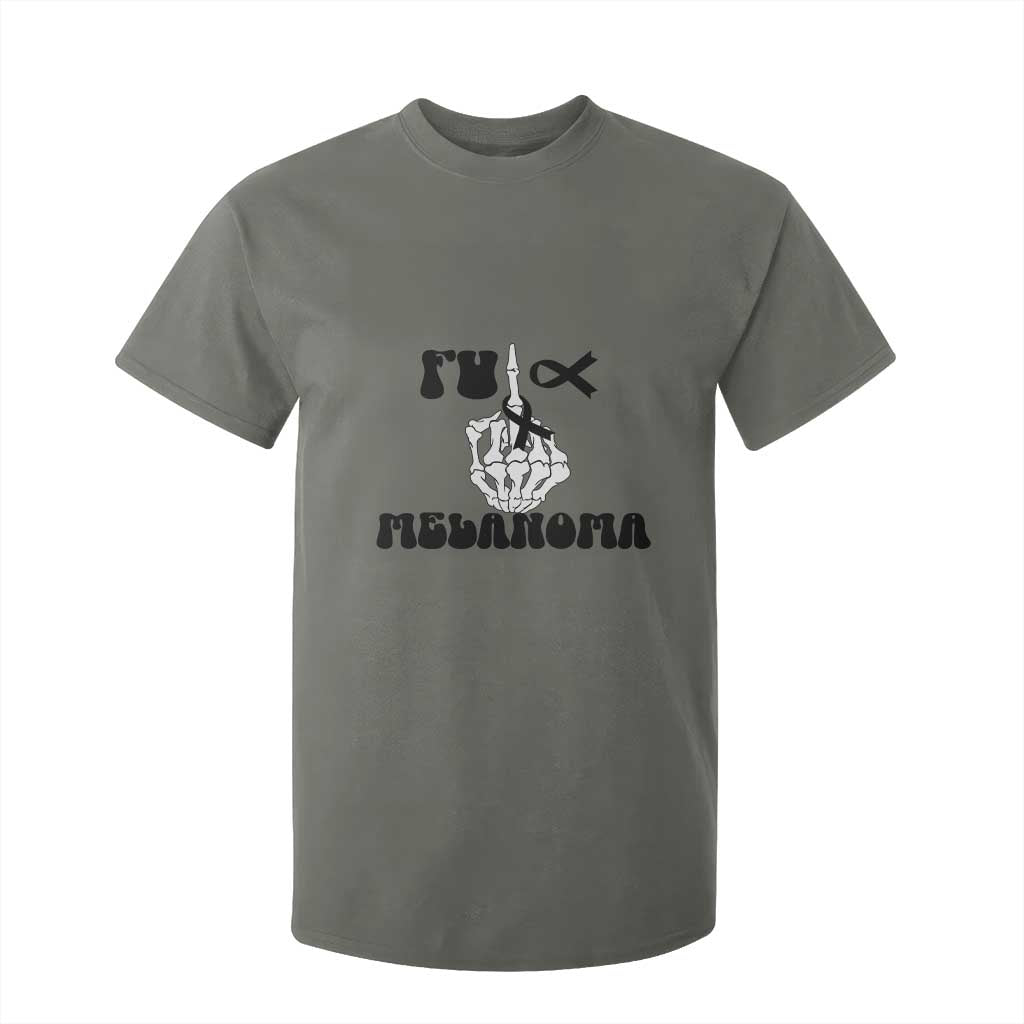 Fuck Melanoma Skeleton Hand T Shirt For Kid Skin Cancer Warrior Ribbon Gift