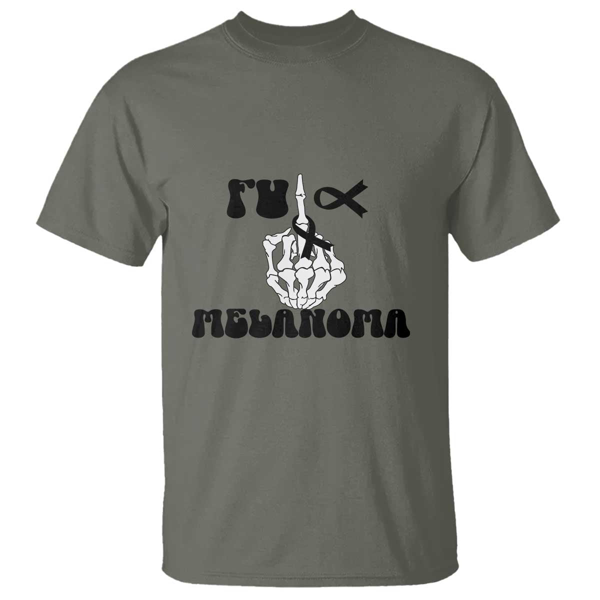 Fuck Melanoma Skeleton Hand T Shirt Skin Cancer Warrior Ribbon Gift