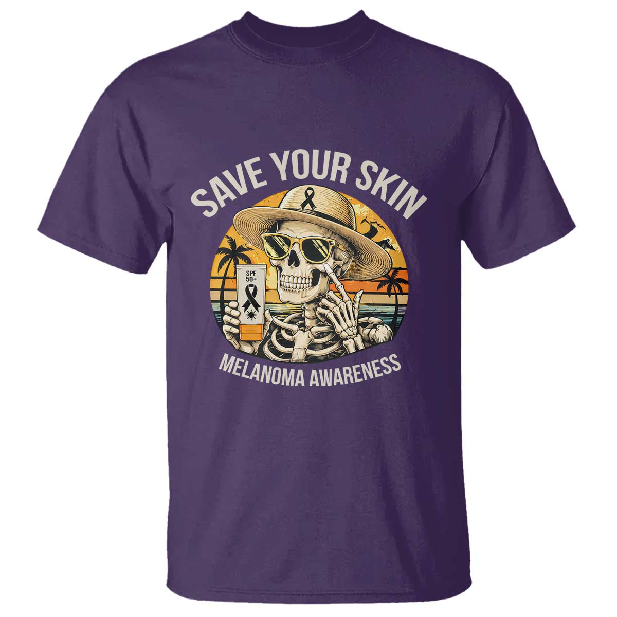 Funny Melanoma Cancer Graphic T Shirt Save Your Skin