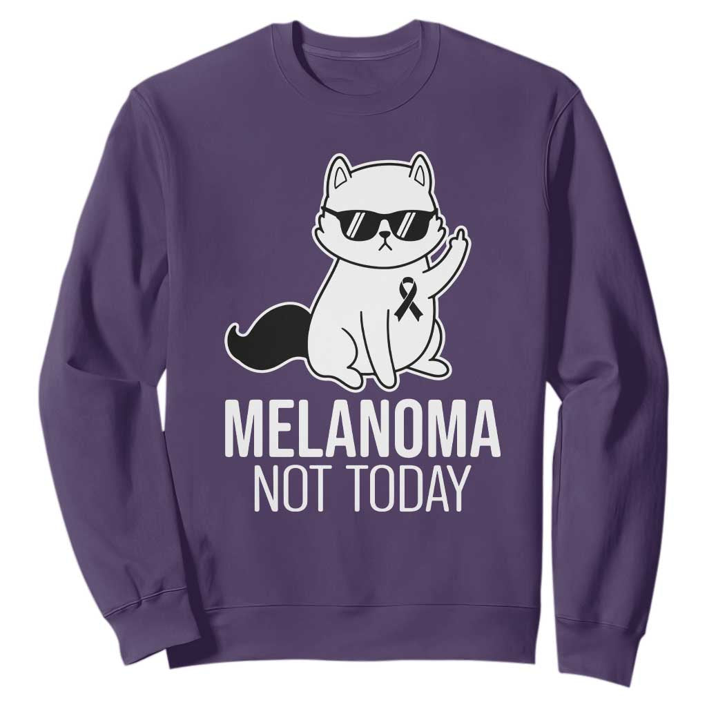 Funny Melanoma Fighter Cat Sweatshirt Not Today Skin Cancer