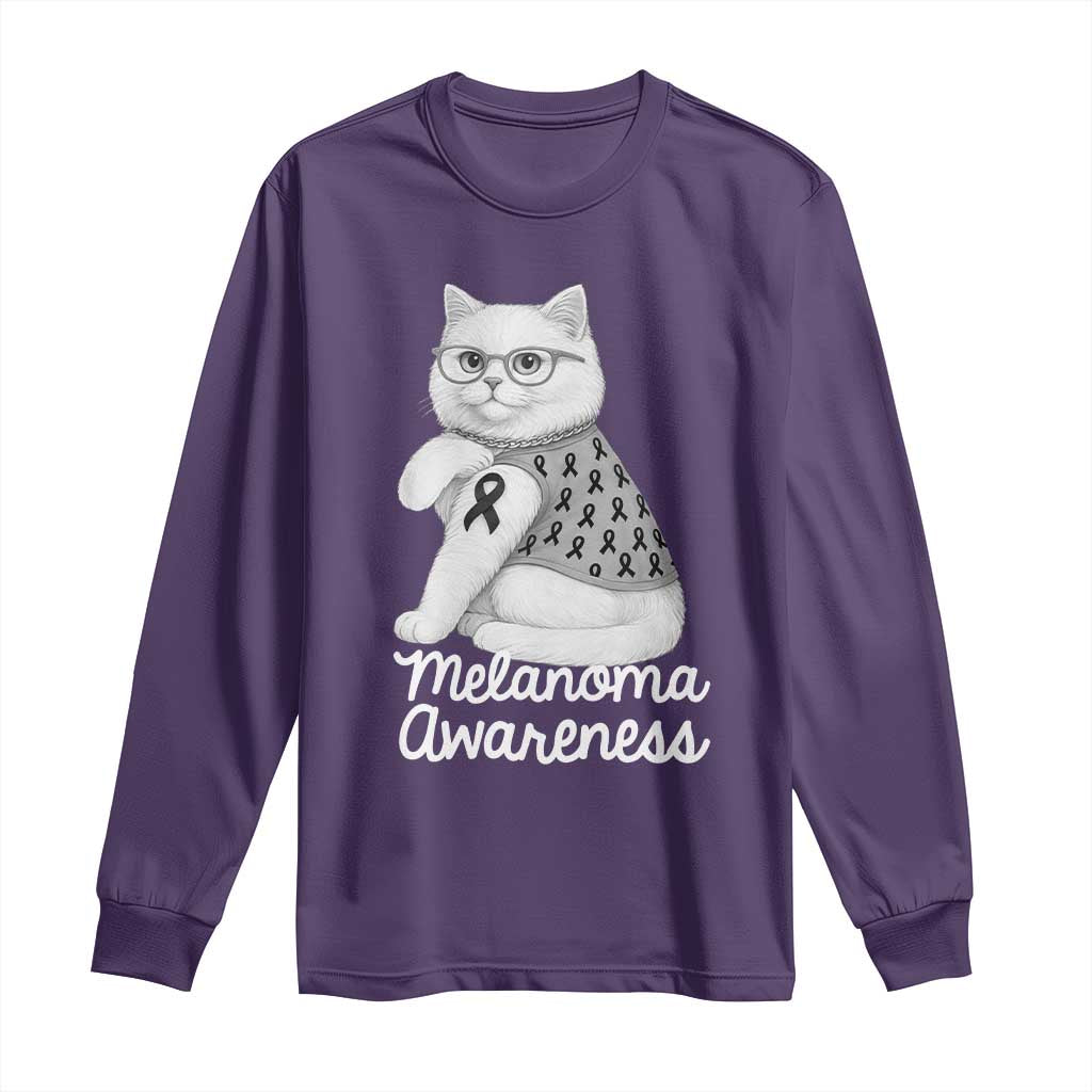 British Shorthair Skin Cancer Support Long Sleeve Shirt Melanoma Fighter Cat Gift