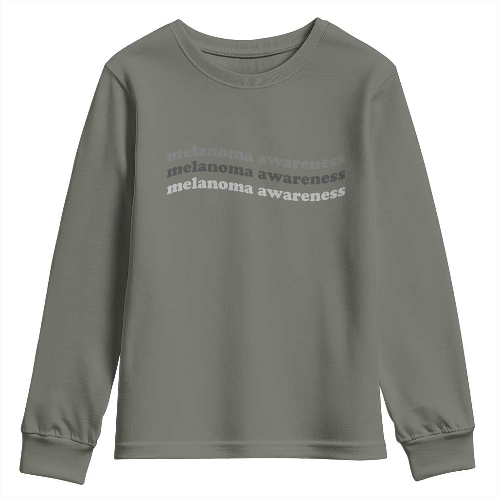 Melanoma Groovy Wavy Typography Youth Sweatshirt Skin Cancer Warrior Gift