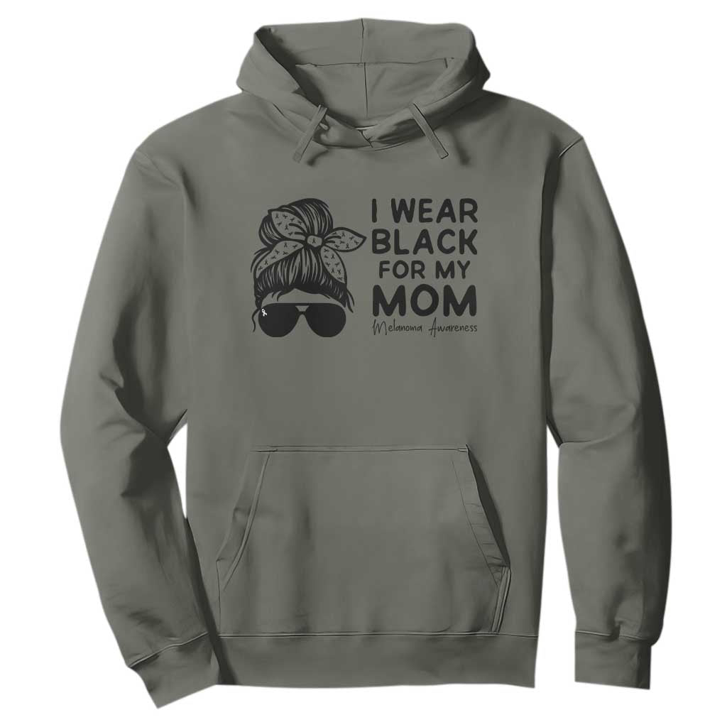 I Wear Black For My Mom Hoodie Melanoma Support Family Gift