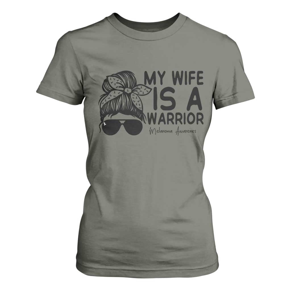 My Wife Is A Warrior T Shirt For Women Melanoma Support Husband Gift