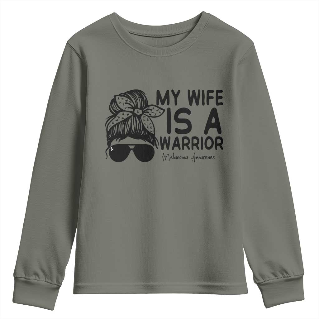My Wife Is A Warrior Youth Sweatshirt Melanoma Support Husband Gift