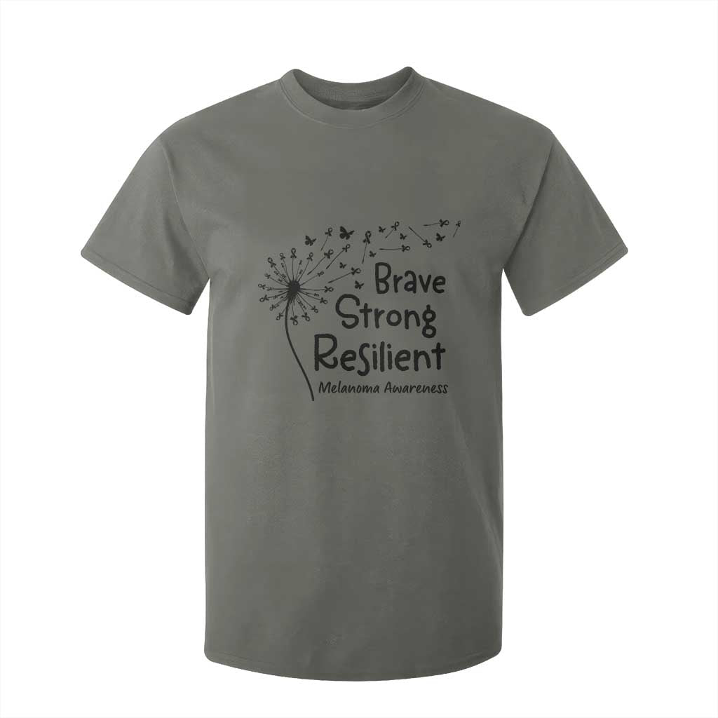 Brave Strong Resilient T Shirt For Kid Melanoma Warrior Dandelion Gift