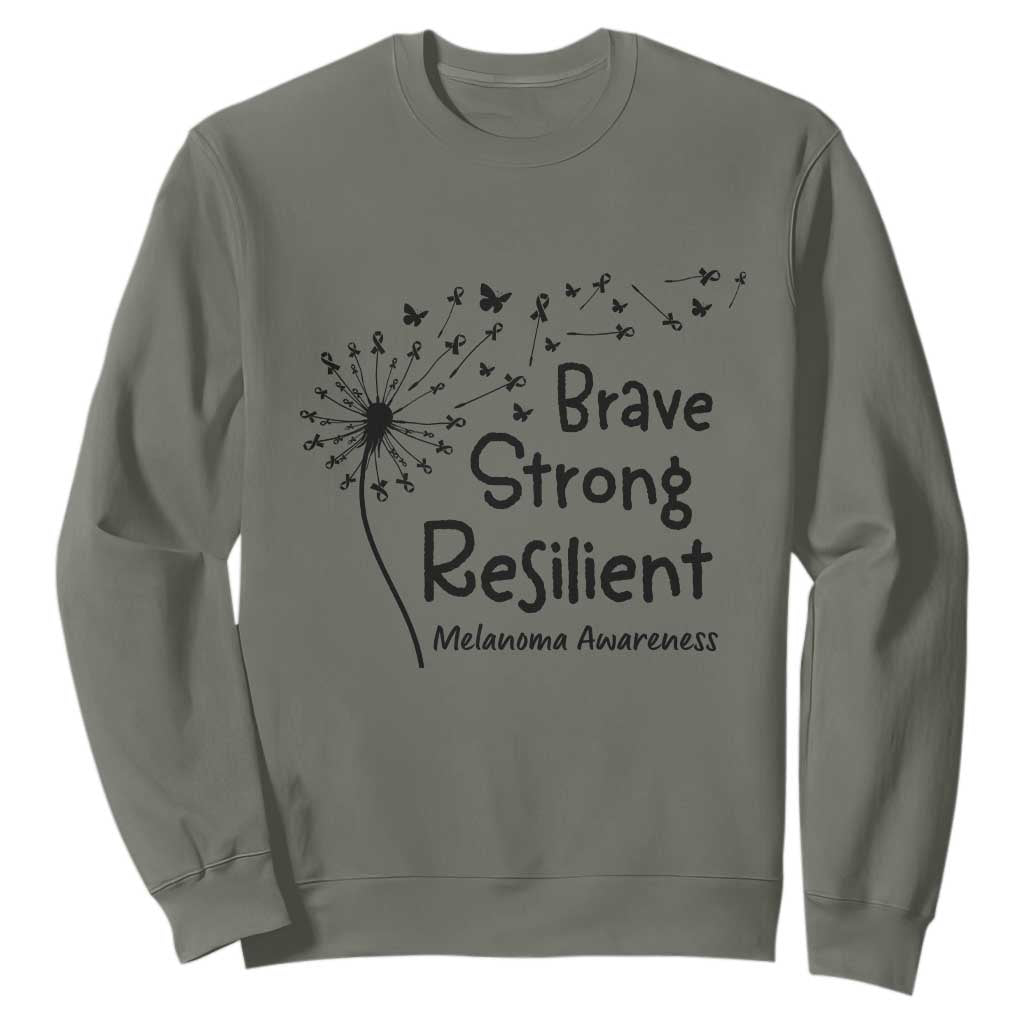 Brave Strong Resilient Sweatshirt Melanoma Warrior Dandelion Gift