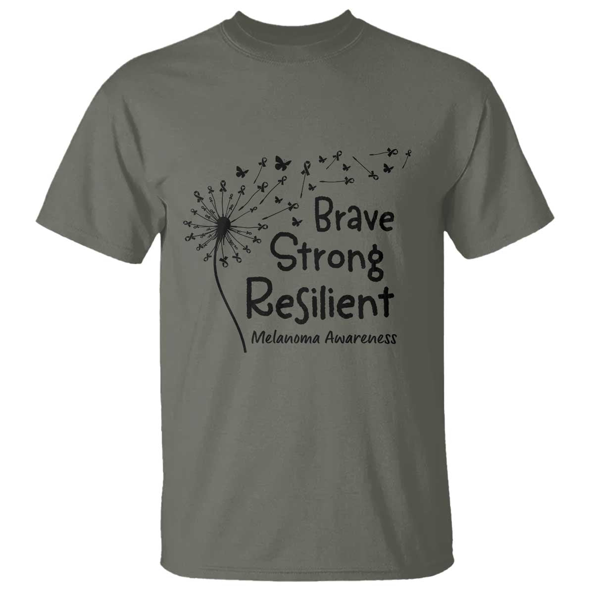 Brave Strong Resilient T Shirt Melanoma Warrior Dandelion Gift