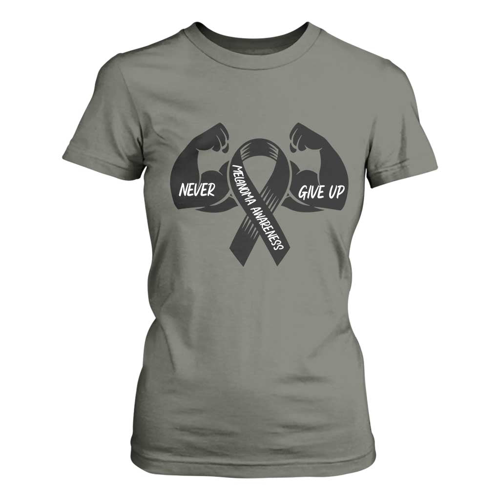 Melanoma Warrior T Shirt For Women Never Give Up