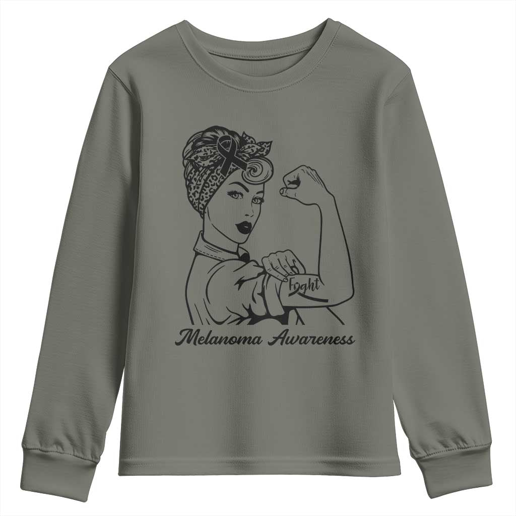 Melanoma Support Strong Woman Youth Sweatshirt Feminist Warrior