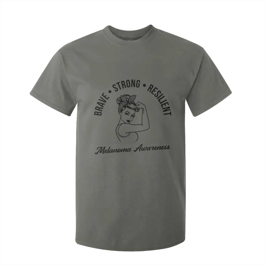 Melanoma Support Strong Woman T Shirt For Kid Brave Strong Resilient Warrior