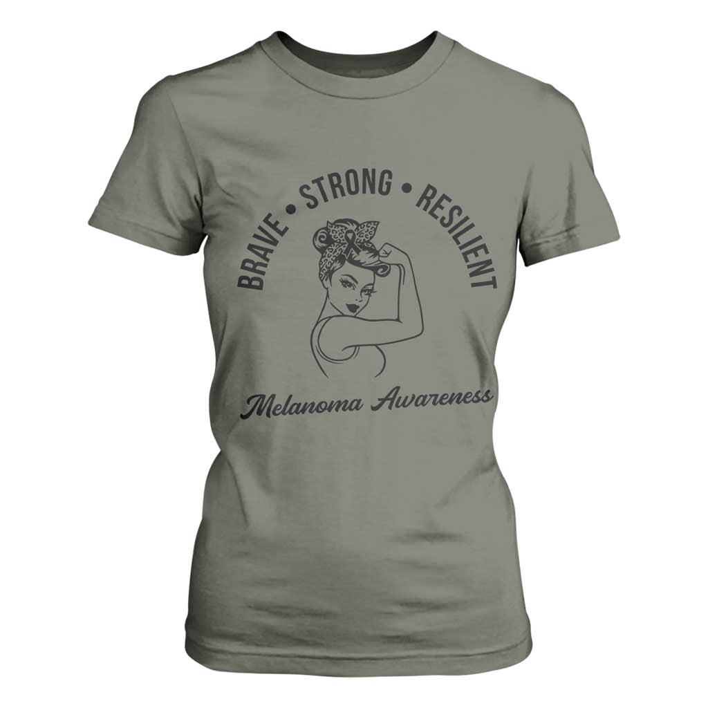 Melanoma Support Strong Woman T Shirt For Women Brave Strong Resilient Warrior