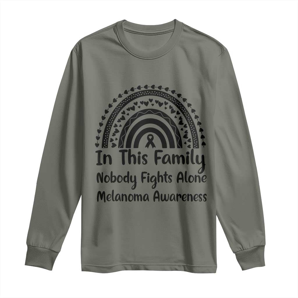 In This Family Nobody Fights Alone Long Sleeve Shirt Melanoma Warrior Support