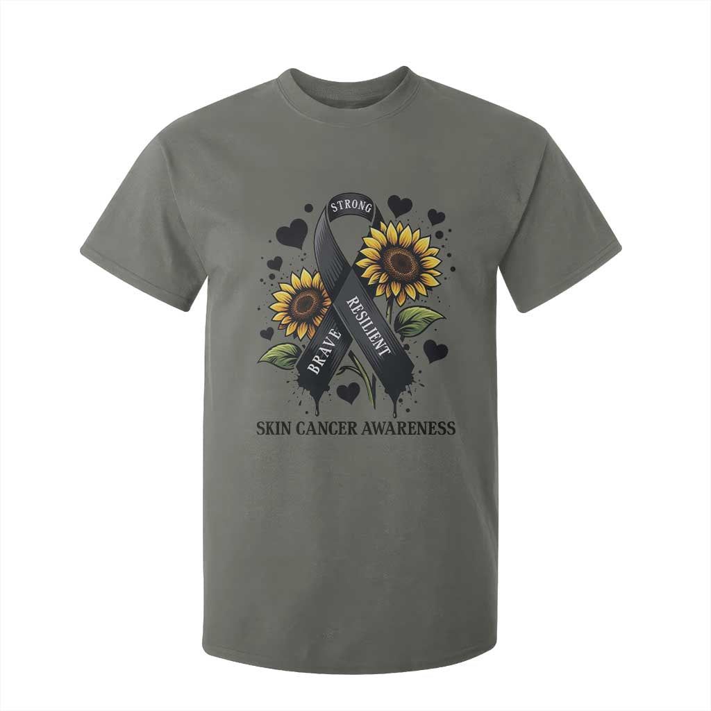 Sunflower Skin Cancer Support T Shirt For Kid Brave Strong Resilient