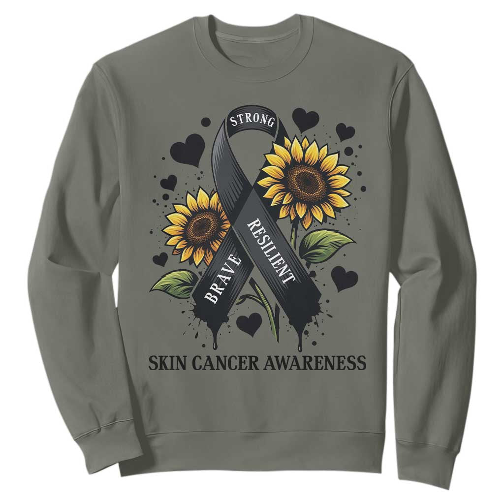 Sunflower Skin Cancer Support Sweatshirt Brave Strong Resilient