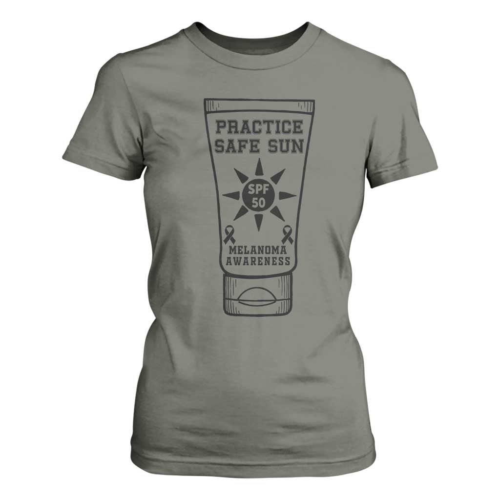 Practice Safe Sun T Shirt For Women Funny Melanoma Skin Cancer Graphic