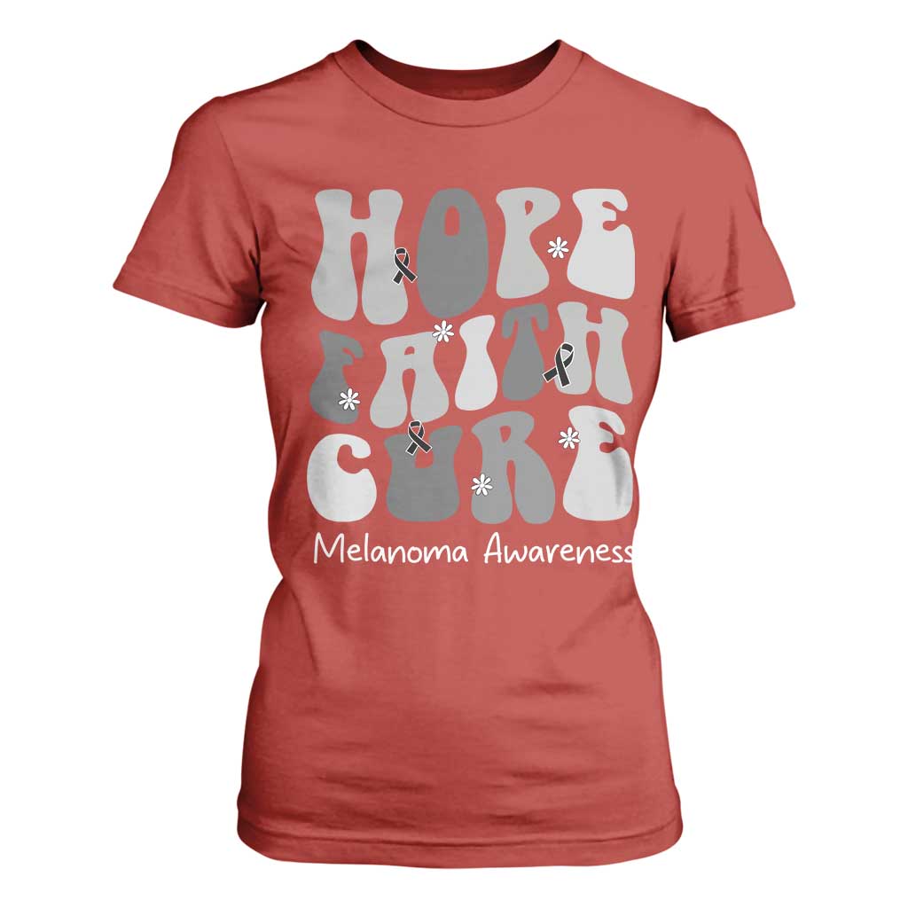 Faith Hope Cure Melanoma T Shirt For Women Skin Cancer Fighter