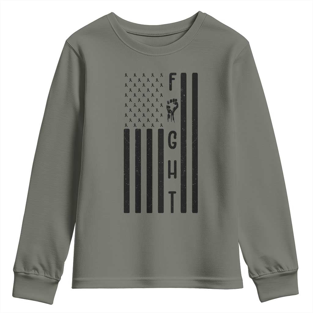 Fight Skin Cancer Melanoma Fighter USA Flag Youth Sweatshirt