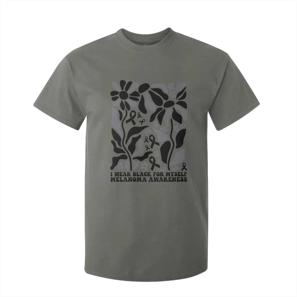 Melanoma Support T Shirt For Kid I Wear Black For Myself Skin Cancer Survivor