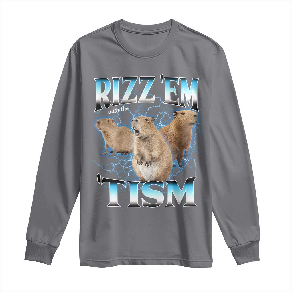 Autism Capybara Long Sleeve Shirt Funny Rizz Em With The Tism