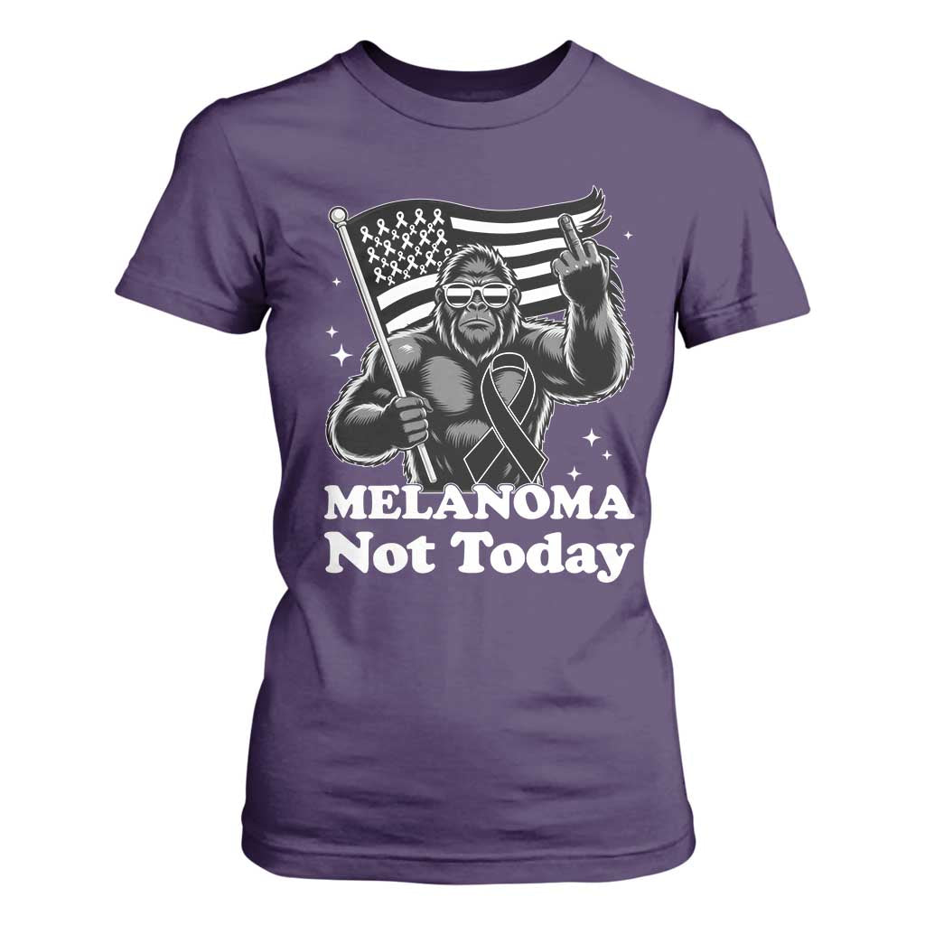 Bigfoot Black Ribbon T Shirt For Women Not Today Melanoma