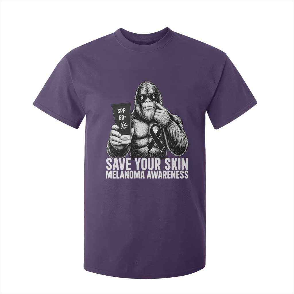 Bigfoot Save Your Skin T Shirt For Kid Melanoma Warrior Support