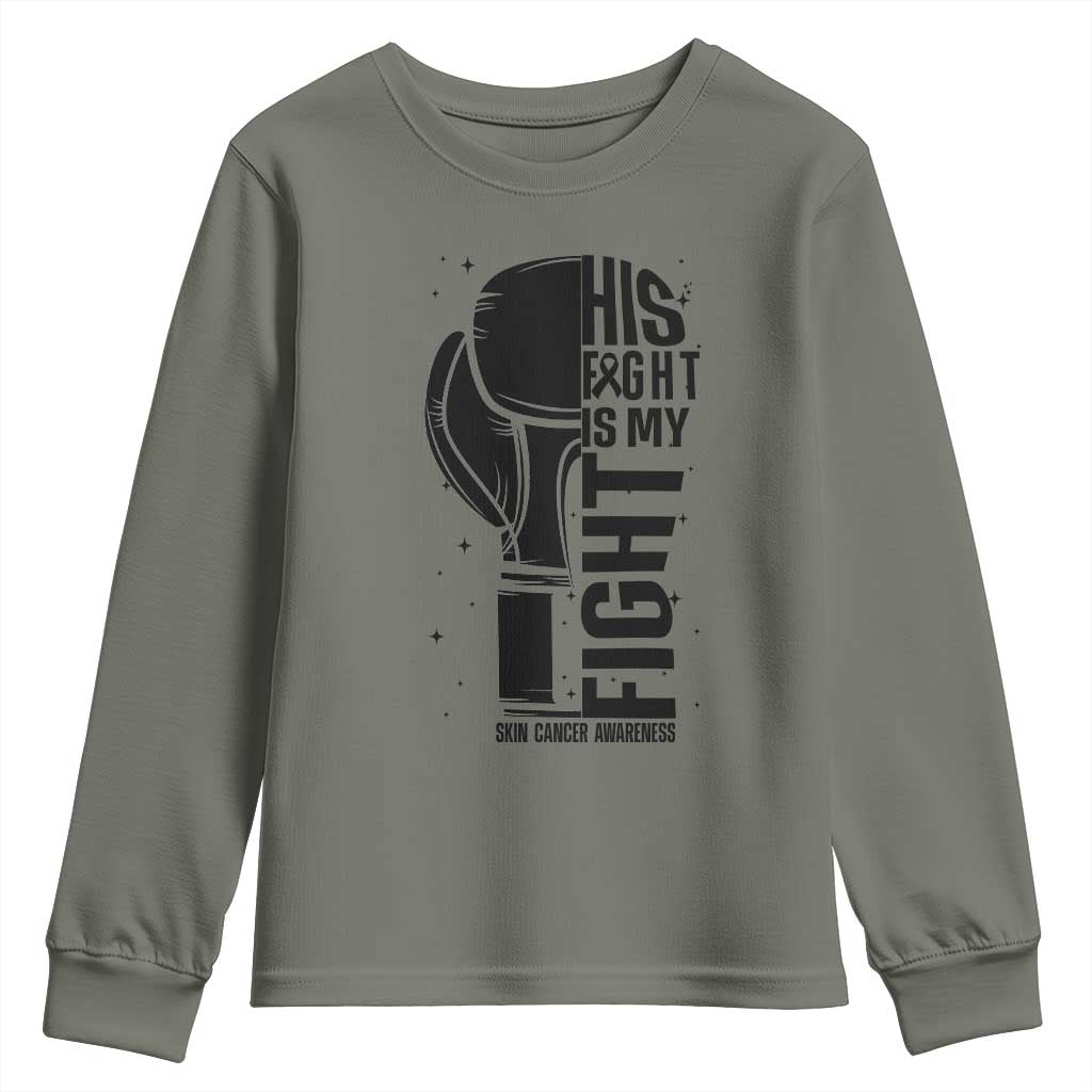 Skin Cancer Warrior Boxing Gift Youth Sweatshirt His Fight My Fight