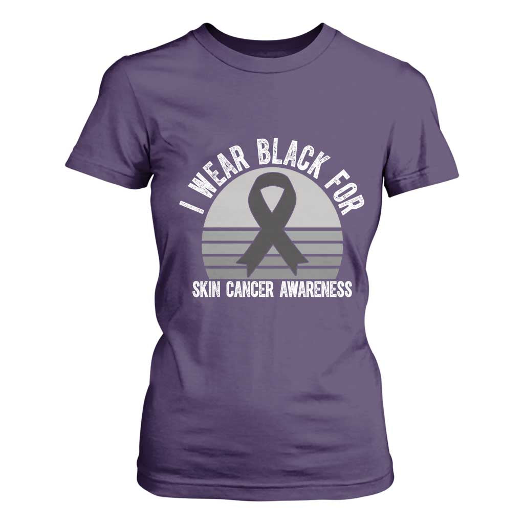 I Wear Black For Skin Cancer T Shirt For Women Retro Vintage Sunset