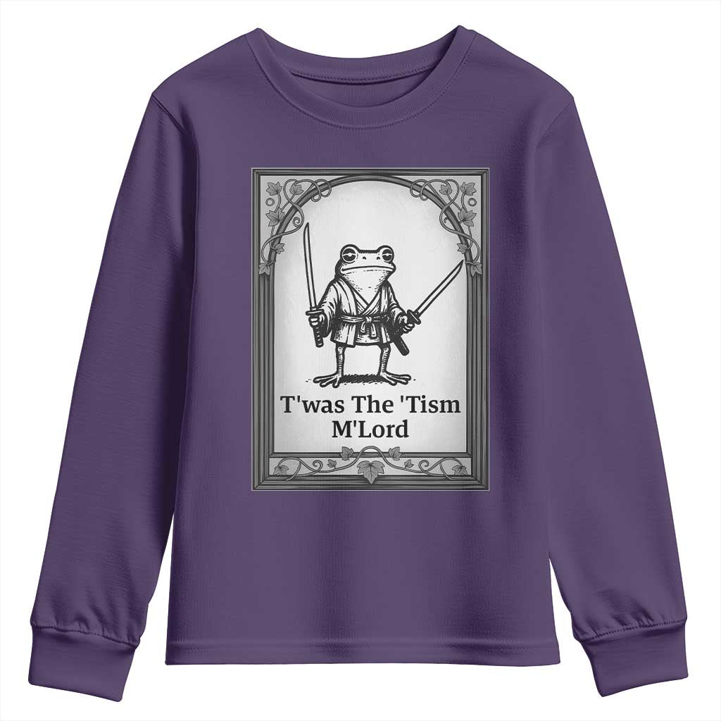 T’was The Tism M’Lord Youth Sweatshirt Funny Medieval Knight Frog Gift