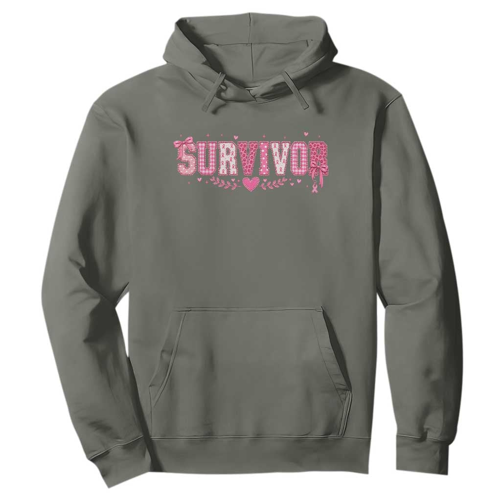Breast Cancer Survivor Pride Hoodie Pink Coquette Bow Ribbon Strength