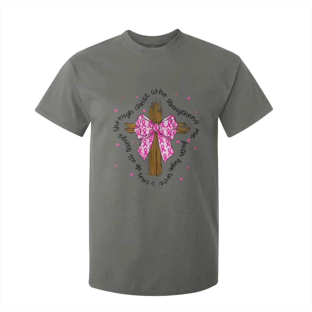 Christian Breast Cancer Support T Shirt For Kid I Can Do All Things Through Christ