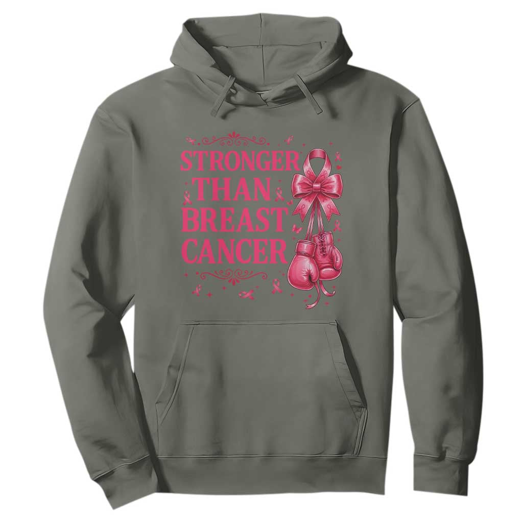 Pink Ribbon Fighter Support Hoodie Stronger Than Breast Cancer Boxing Gloves