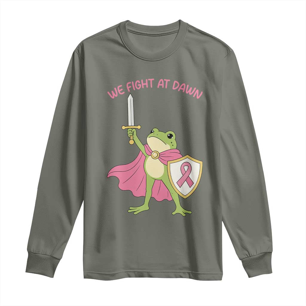 Funny Breast Cancer Warrior Frog Long Sleeve Shirt We Fight At Dawn