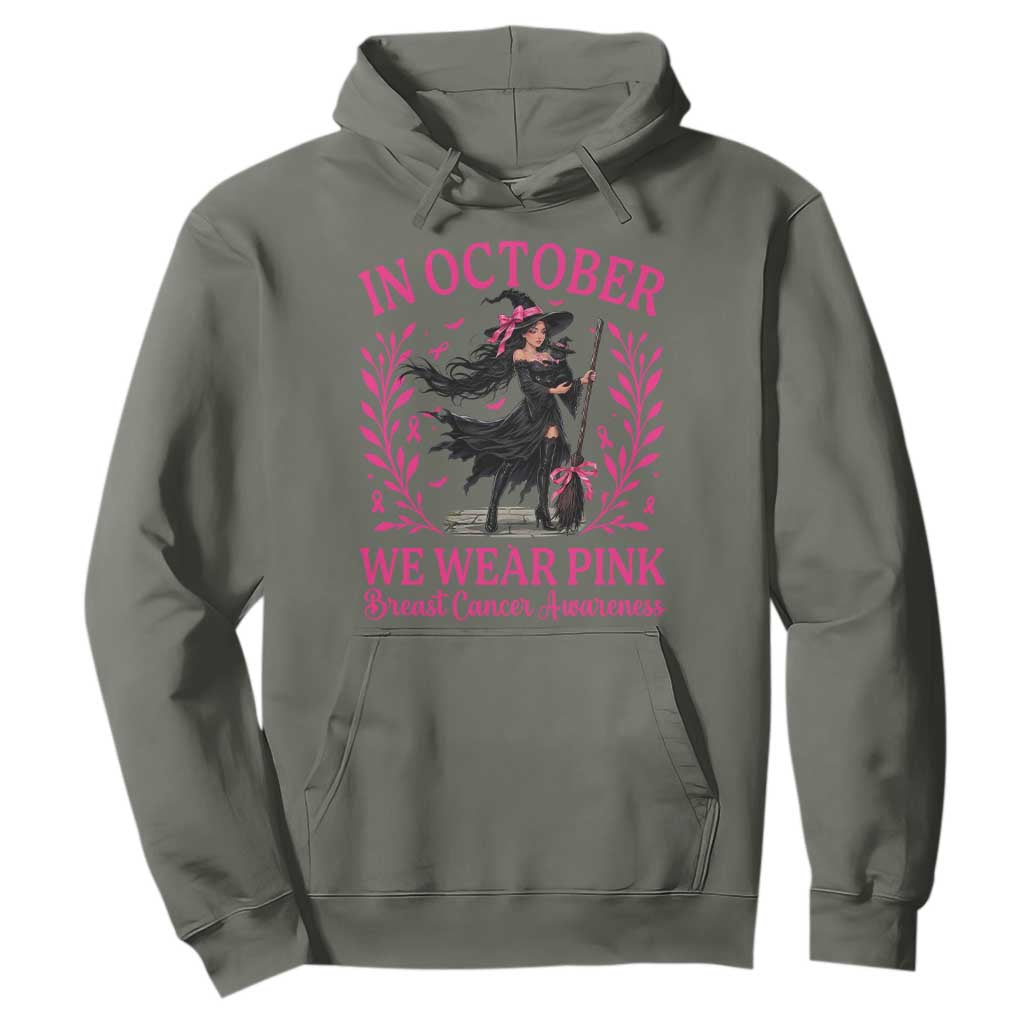 Breast Cancer Halloween Witch Hoodie In October We Wear Pink