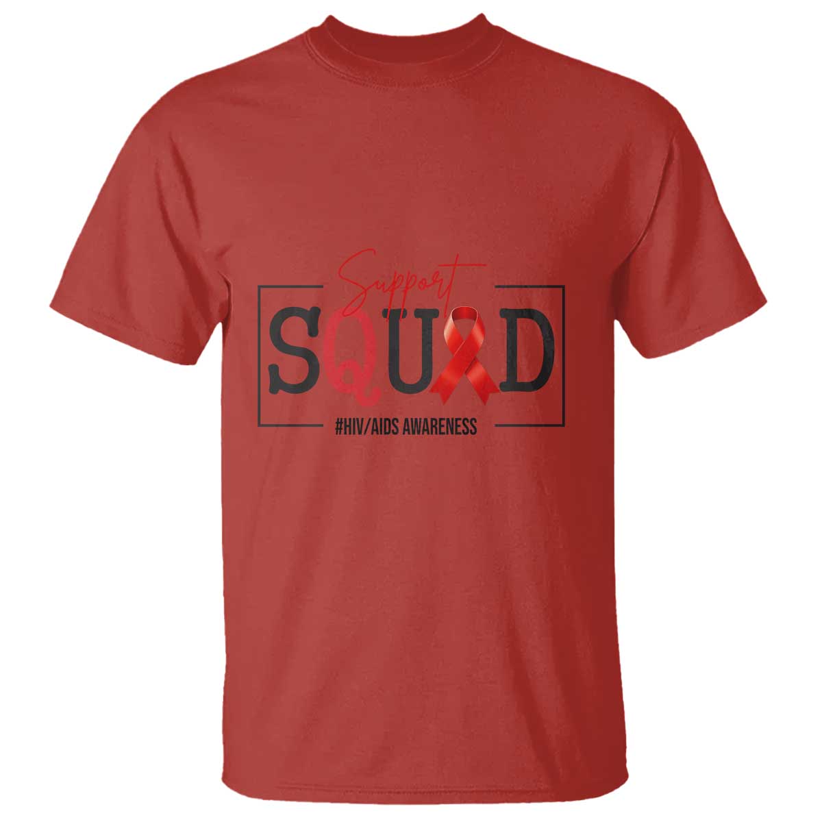 Support Squad Red Ribbon HIV AIDS Support Month Gift T Shirt