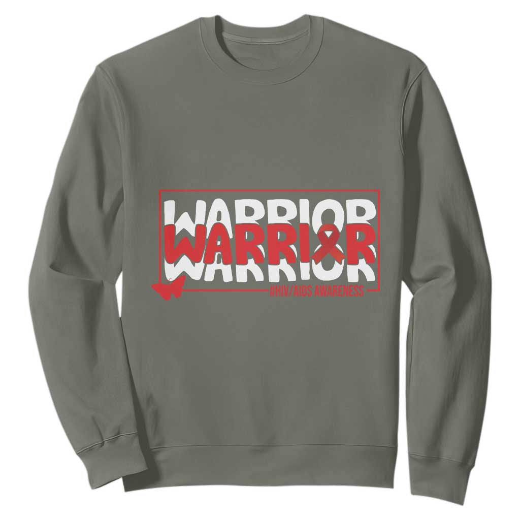HIV Support Warrior Sweatshirt Red Ribbon Fighter Gift